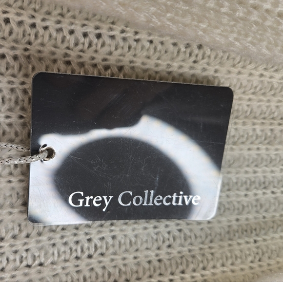 Grey Collective Women Cardigan Sweater Sz M Drop Shoulder Open Front Puff Sleeve - Picture 6 of 12